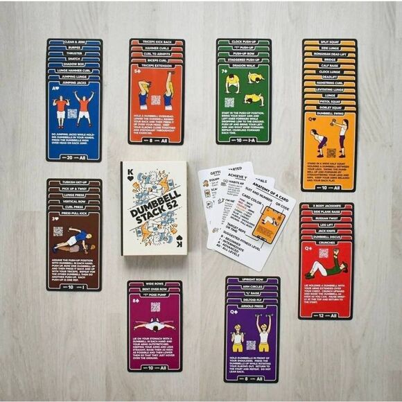 Dumbbell Stack Exercise Cards: Workout Playing Card Game. Designed by a Military - Picture 4 of 13